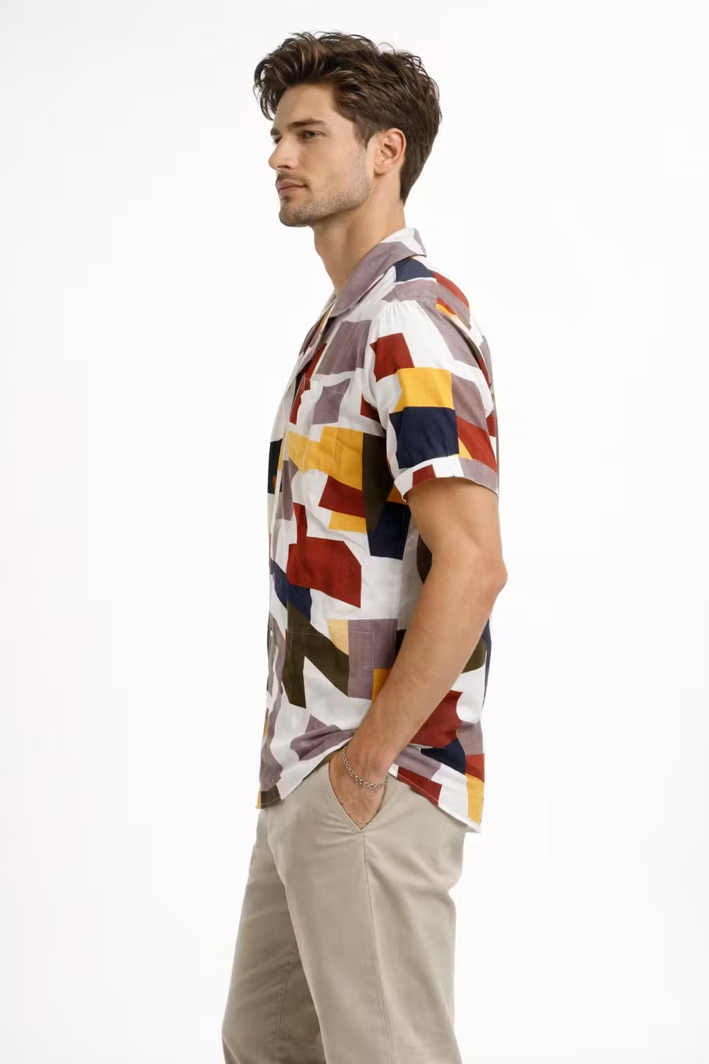 Abstract Print Short Sleeve Button Shirt