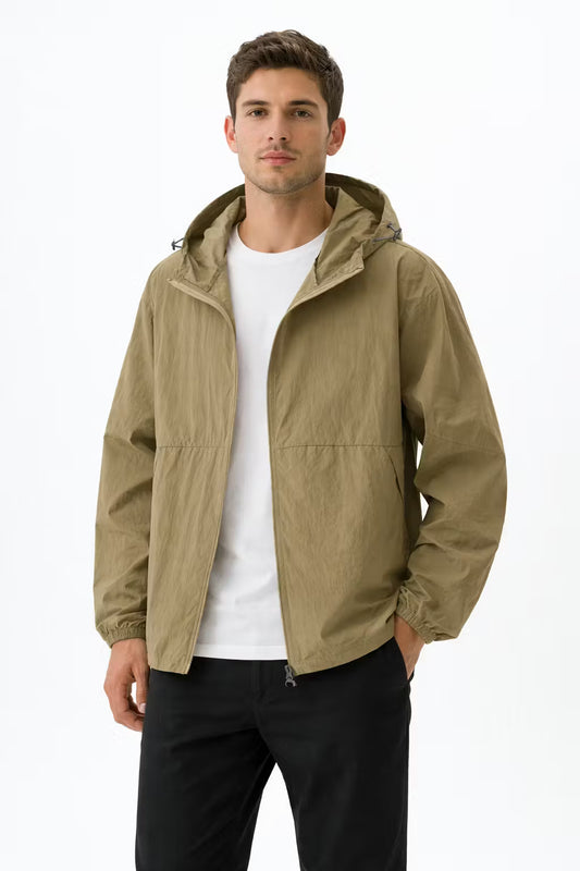 Crinkle Nylon Hooded Jacket
