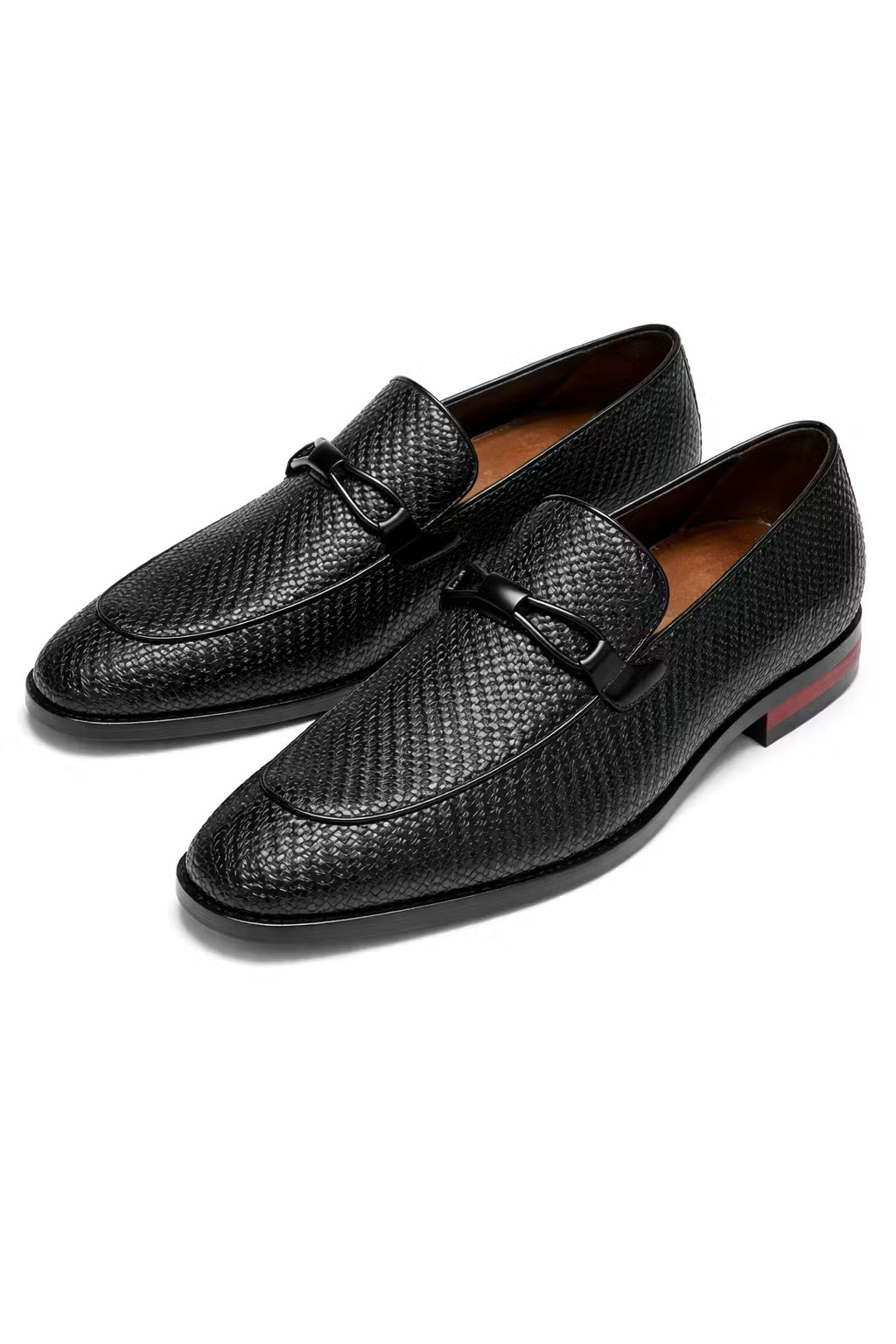 Textured Leather Horsebit Loafers