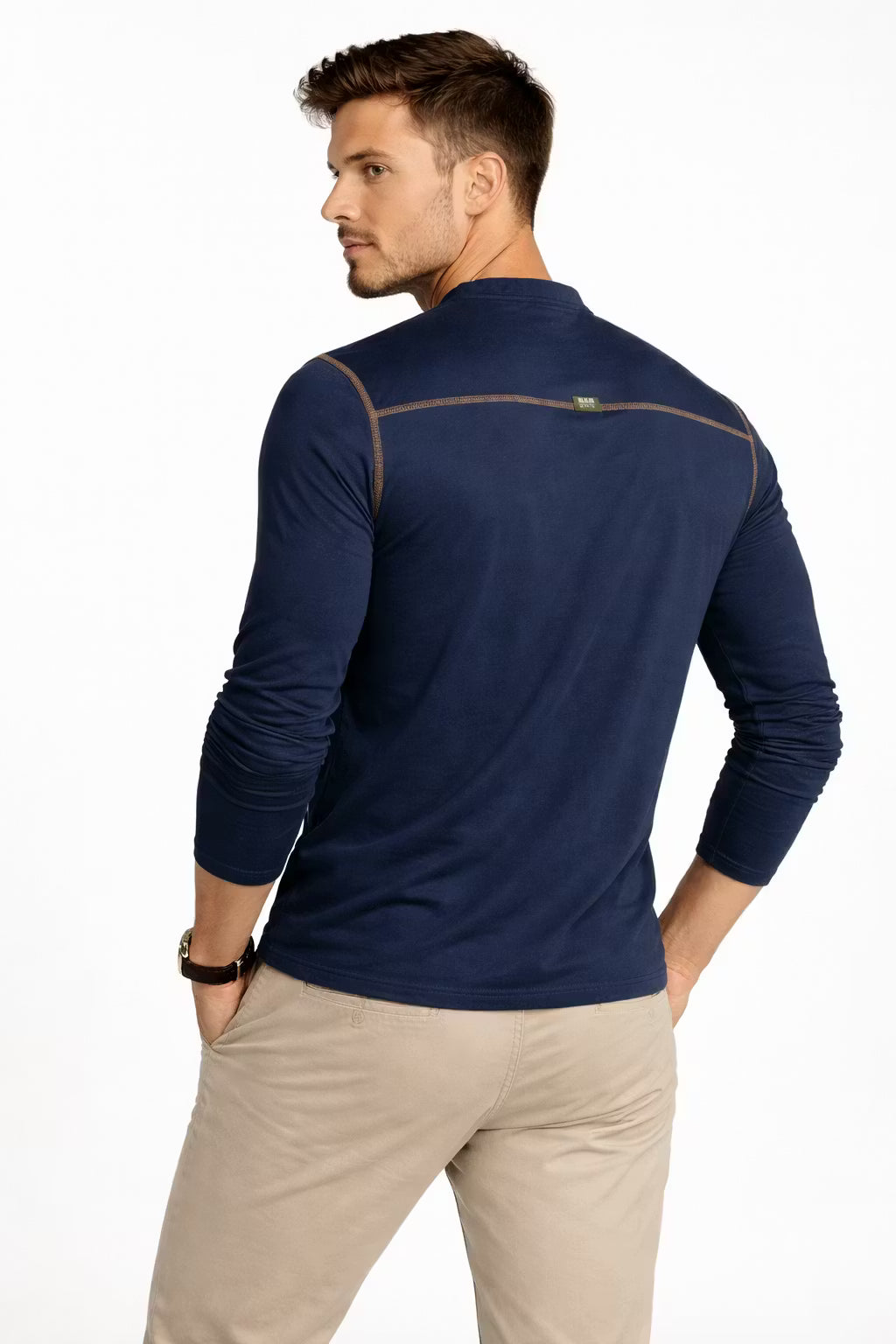 Men's Long Sleeve Color Matching Shirt