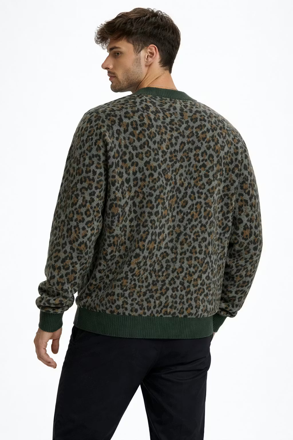 Leopard Knit Button Cardigan