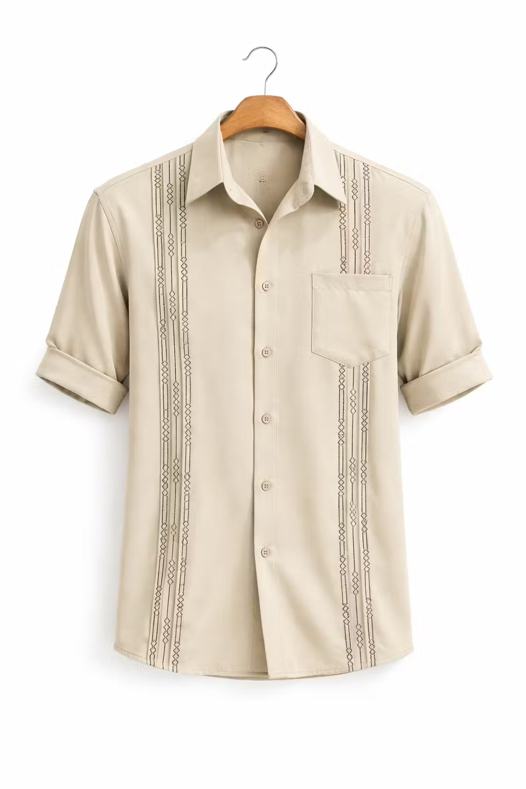 Embroidered Stripe Long Sleeve Button Shirt