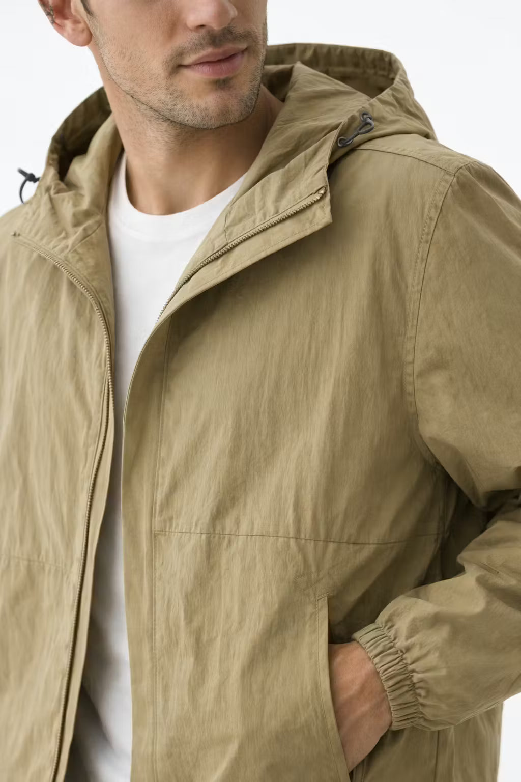 Crinkle Nylon Hooded Jacket