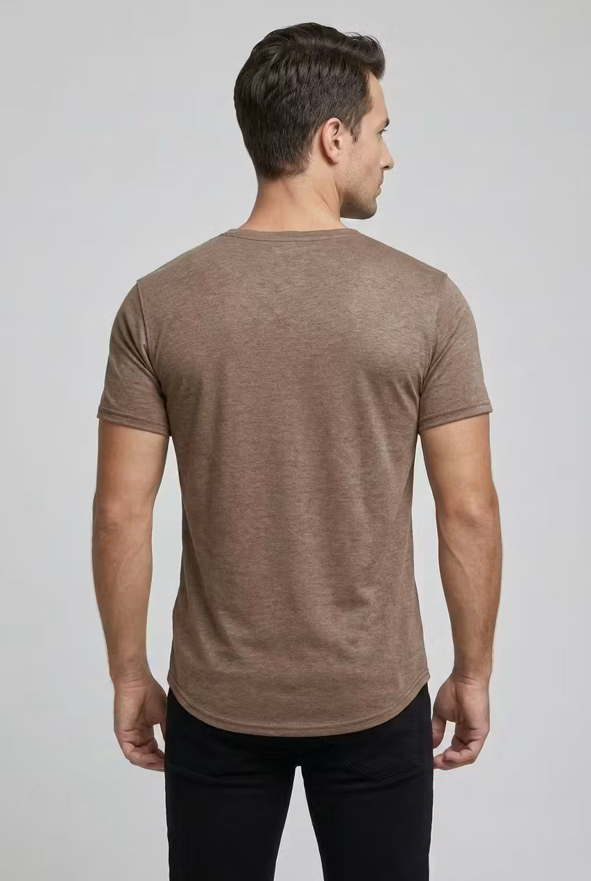 Men’s Short Sleeve Henley Shirt With Button Placket