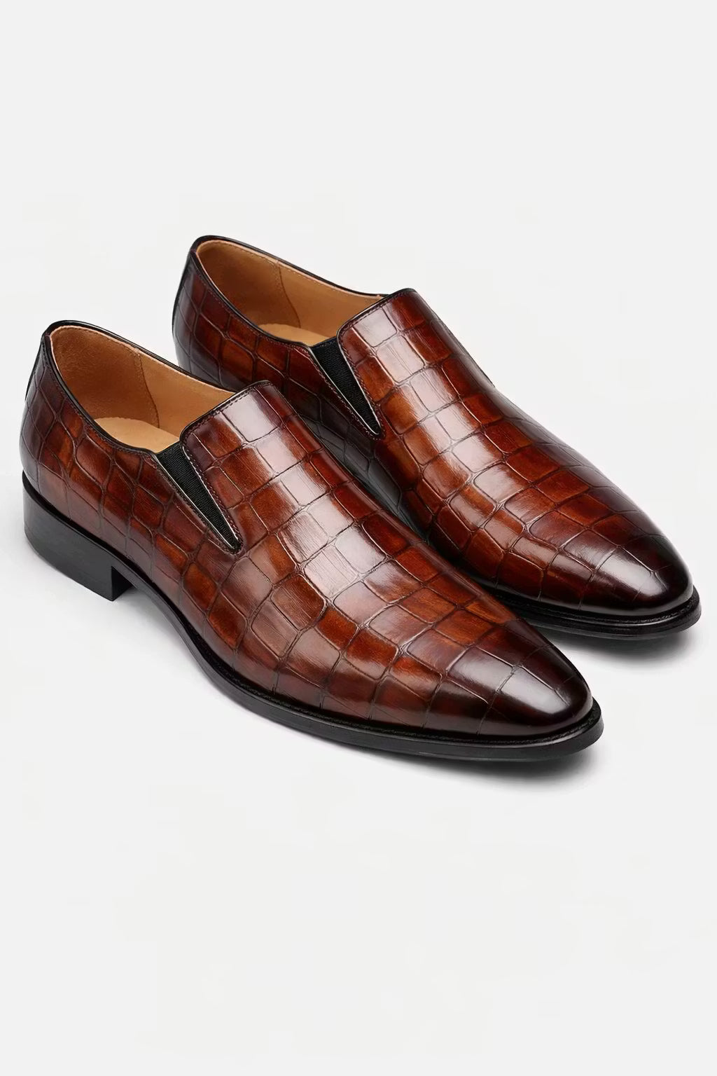 Croc Embossed Slip-On Dress Shoes