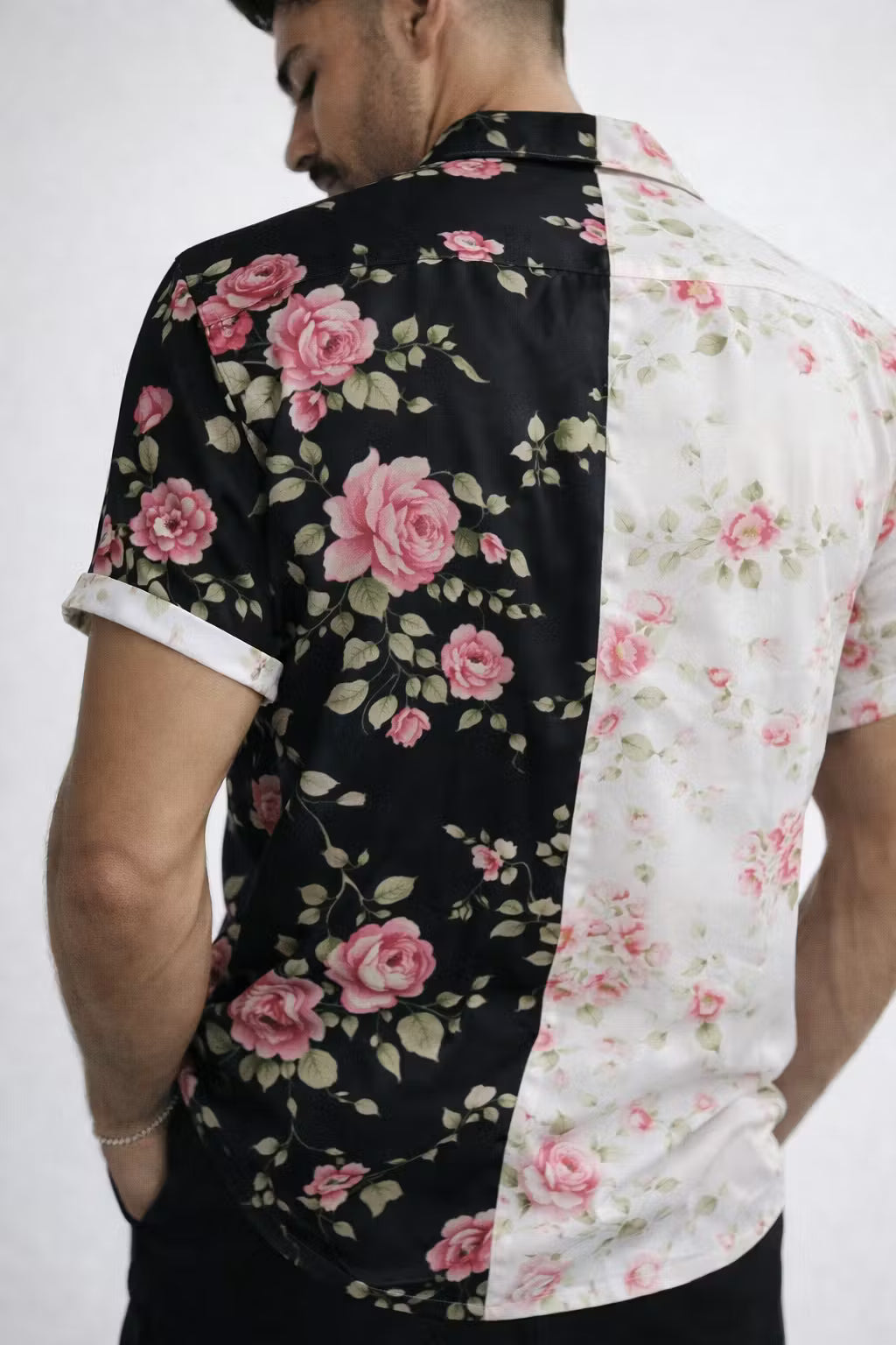 Split Bloom Print Button Shirt