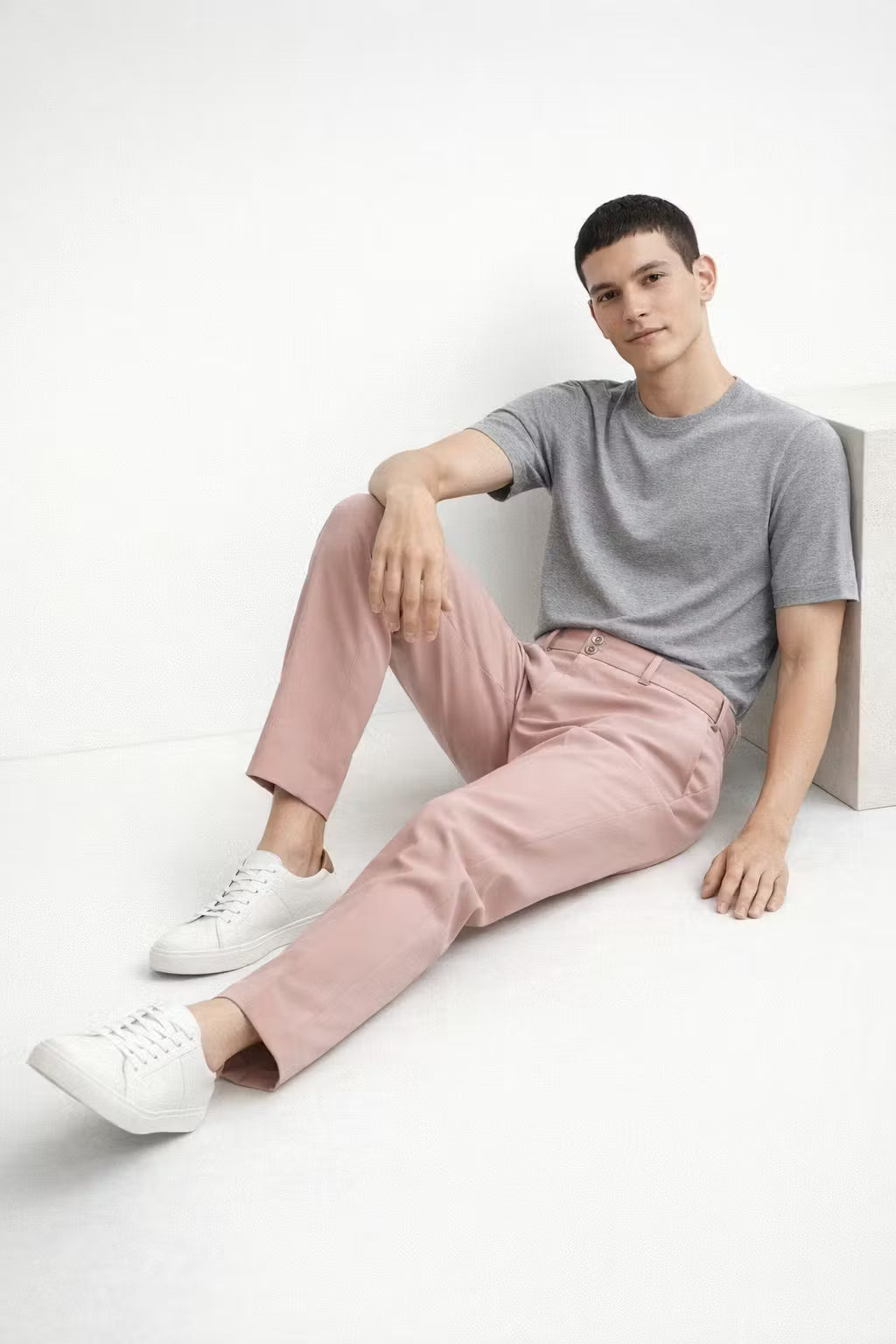 High-Waist Pleated Tailored Trousers