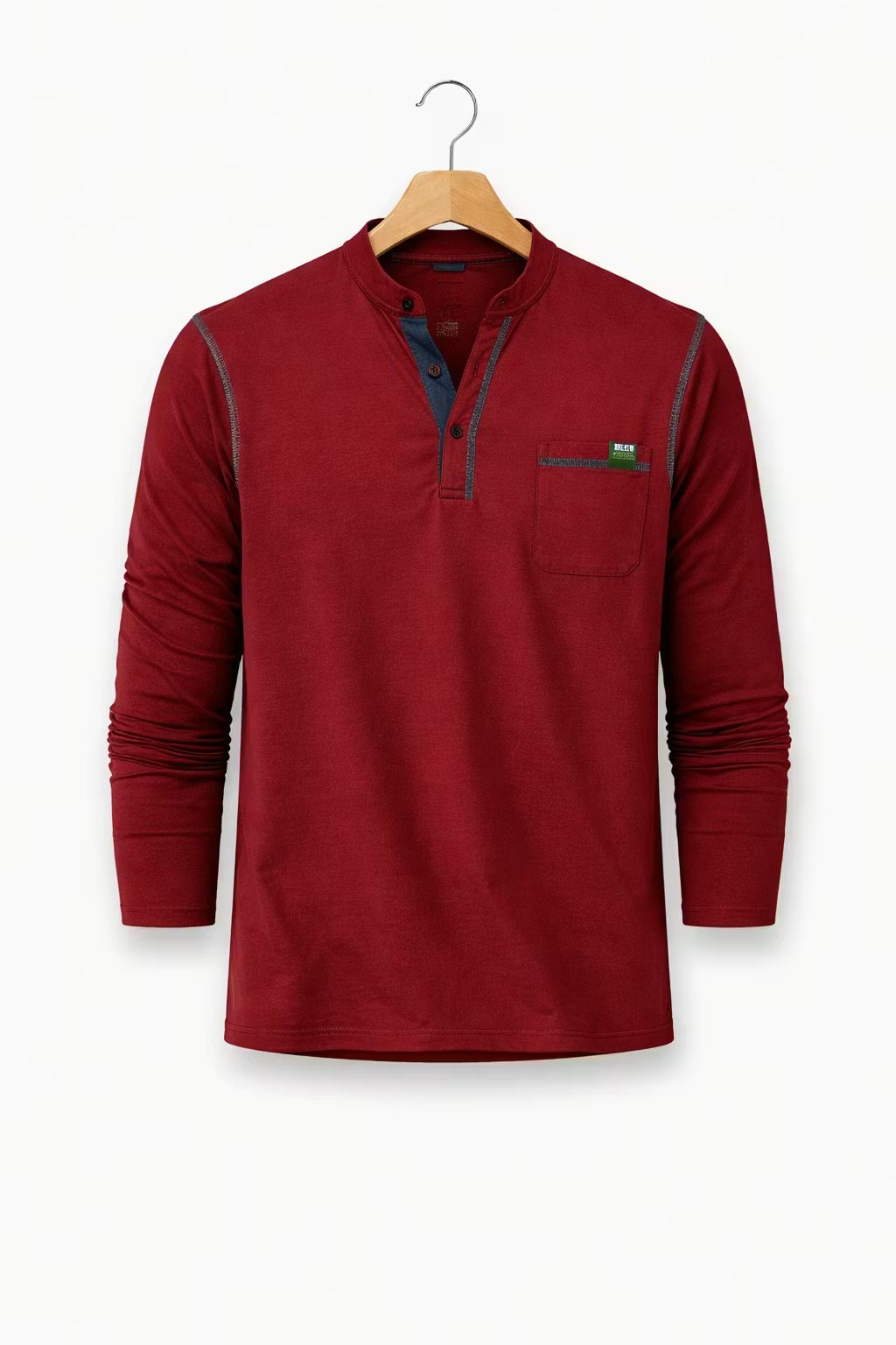 Men's Long Sleeve Color Matching Shirt