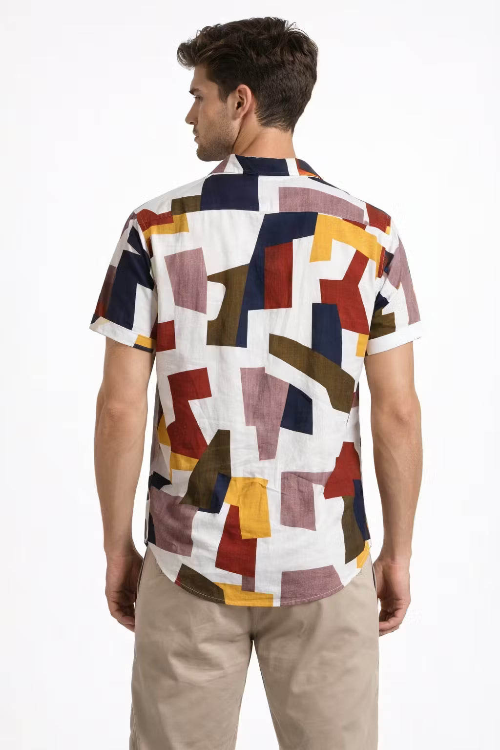 Abstract Print Short Sleeve Button Shirt