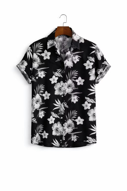 Monochroom bloemen overhemd