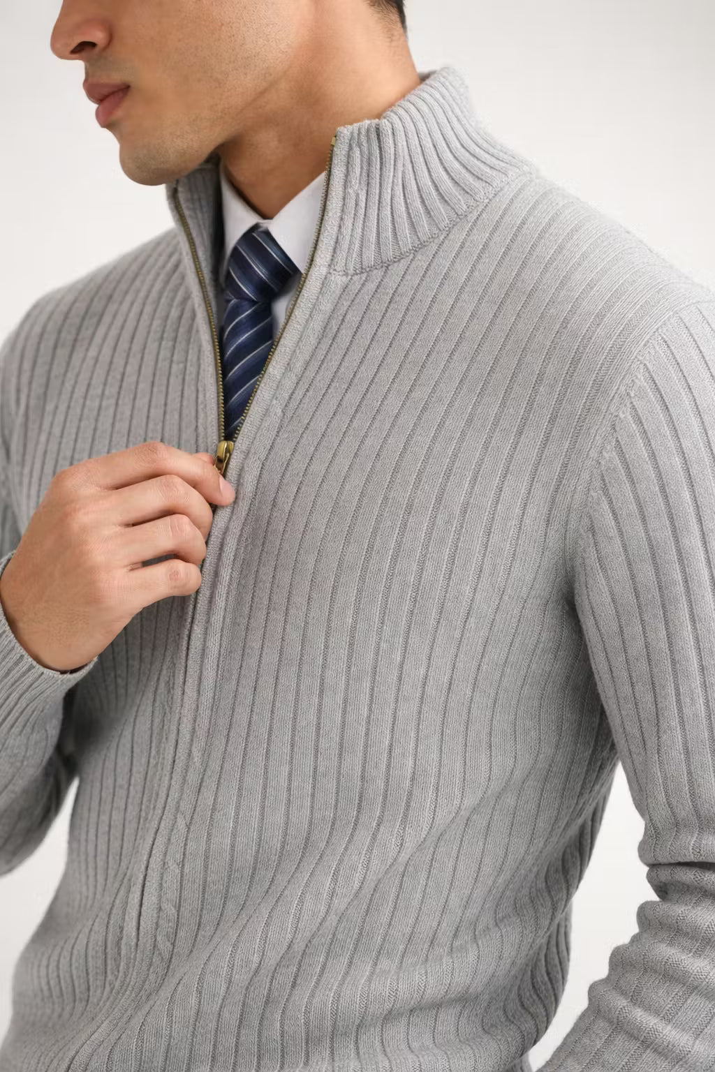 Men's Ribbed Zip Knit Cardigan