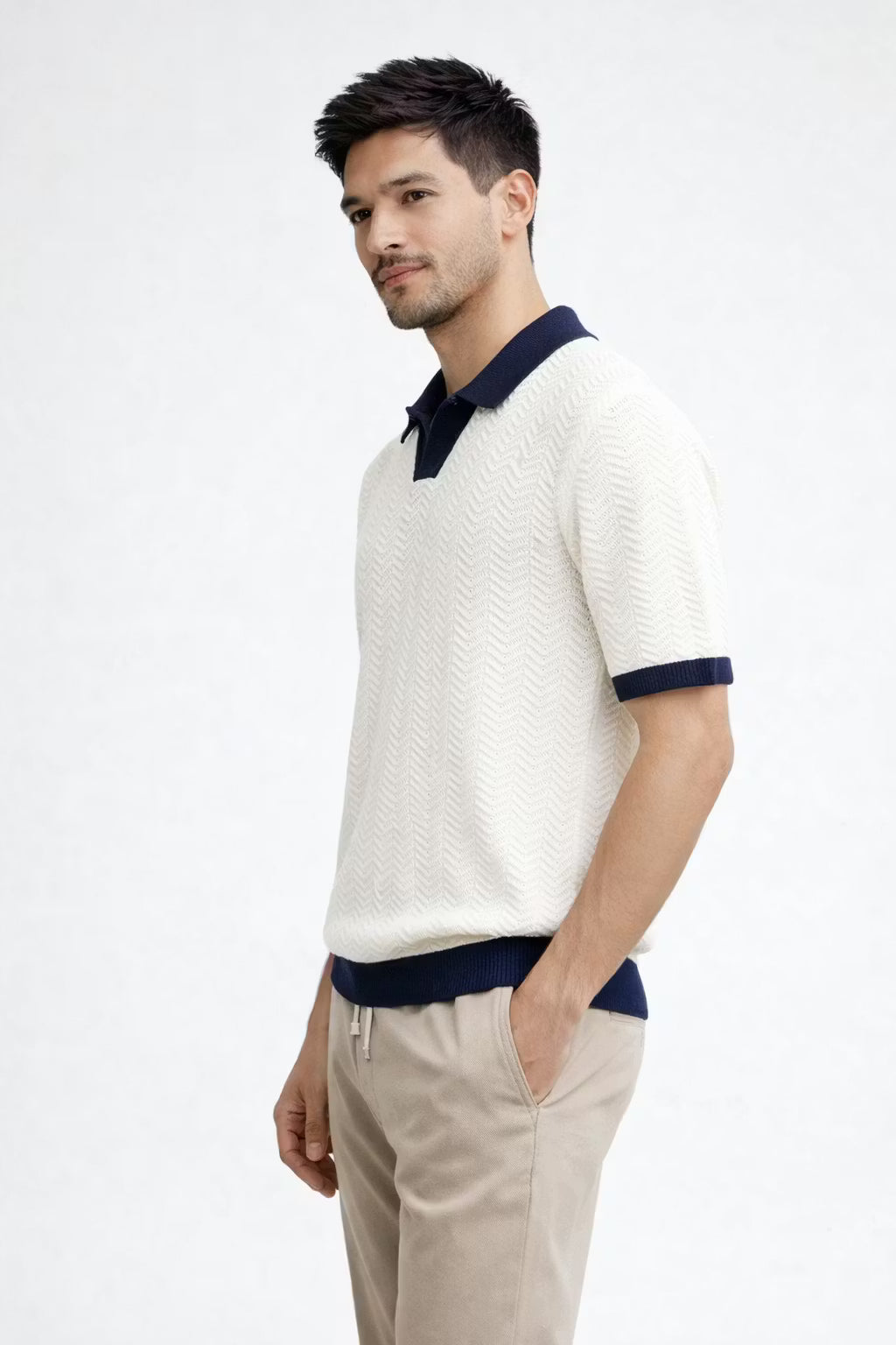 Men’s Textured Knit Polo Shirt