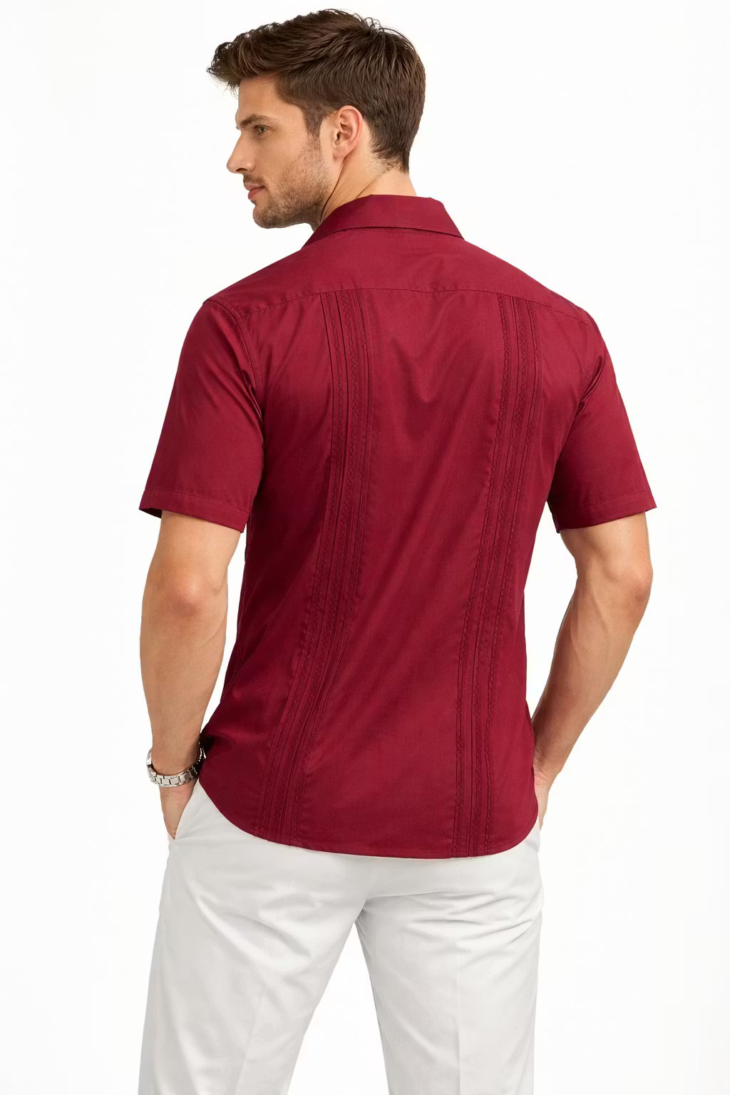 Embroidered Stripe Long Sleeve Button Shirt