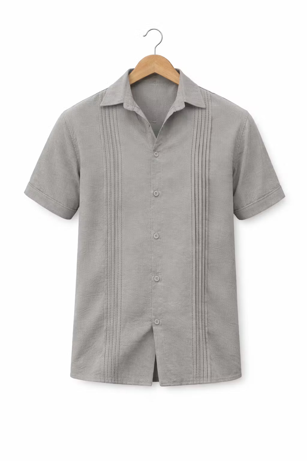 Textured Panel Short Sleeve Button Shirt