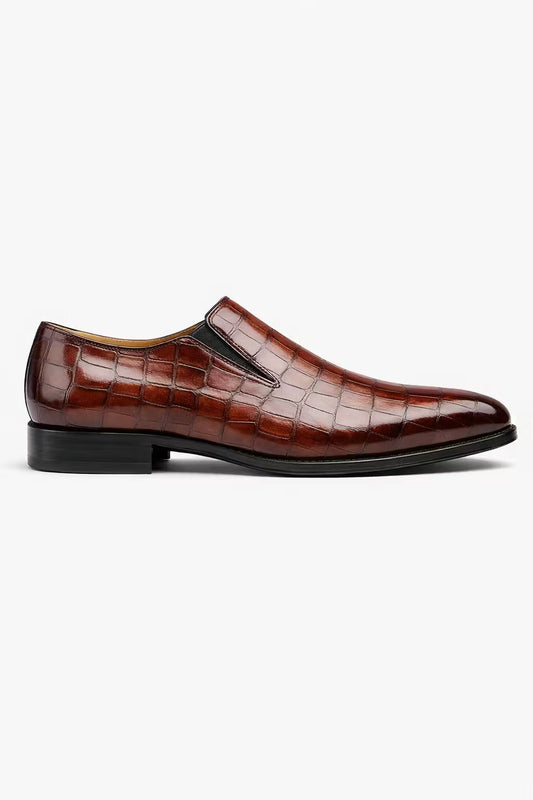 Croc Embossed Slip-On Dress Shoes