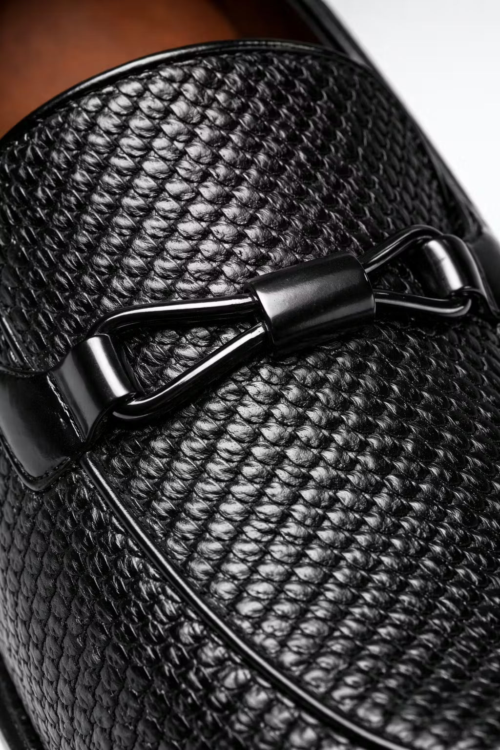 Textured Leather Horsebit Loafers