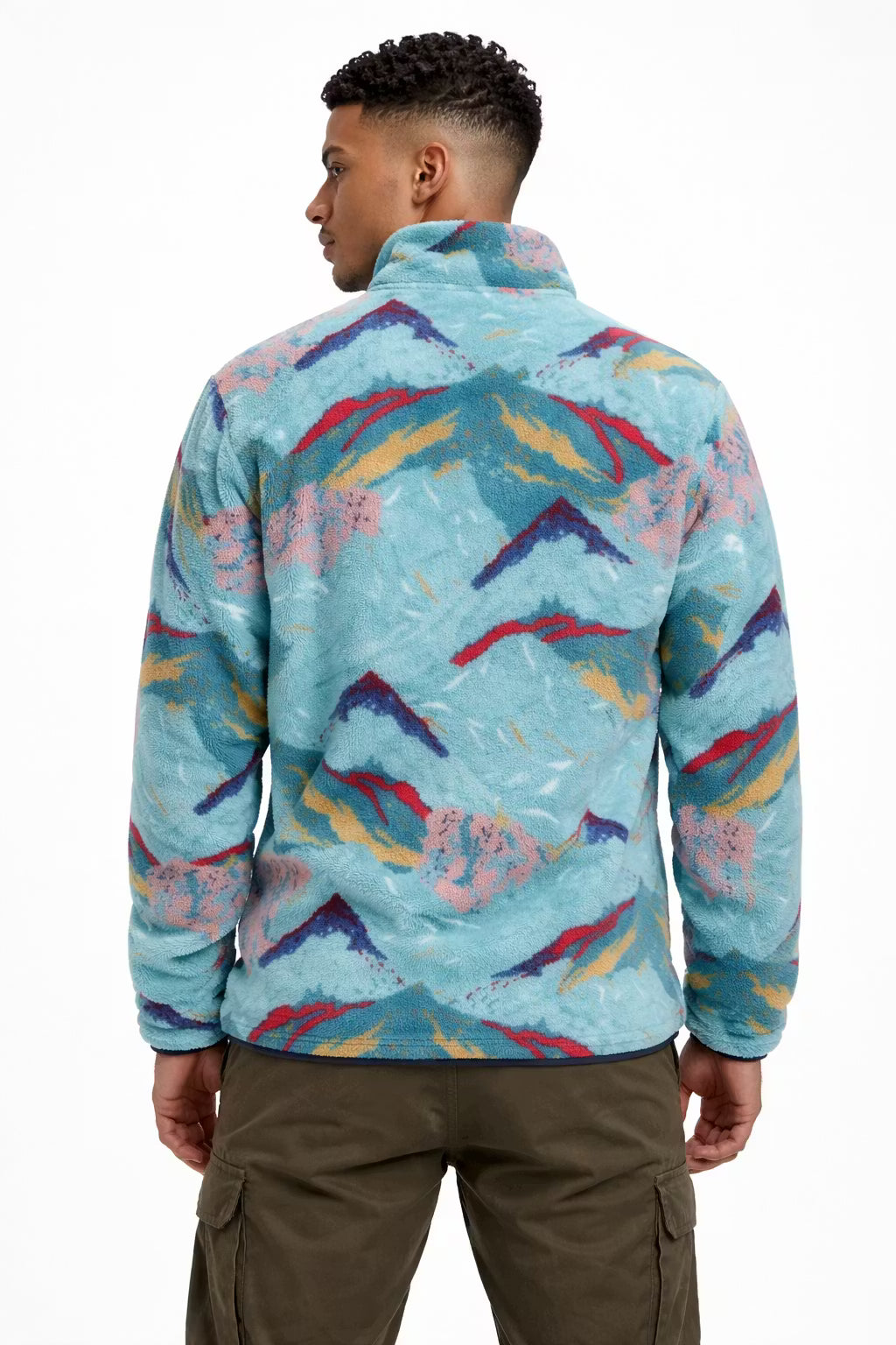 Abstract Fleece Pullover Jacket