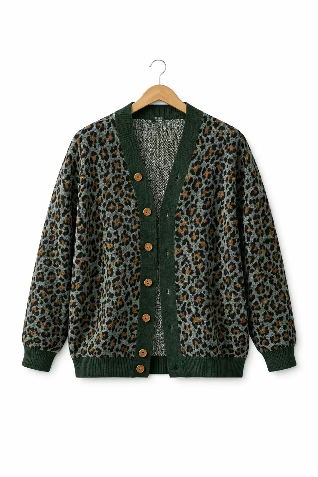 Leopard Knit Button Cardigan