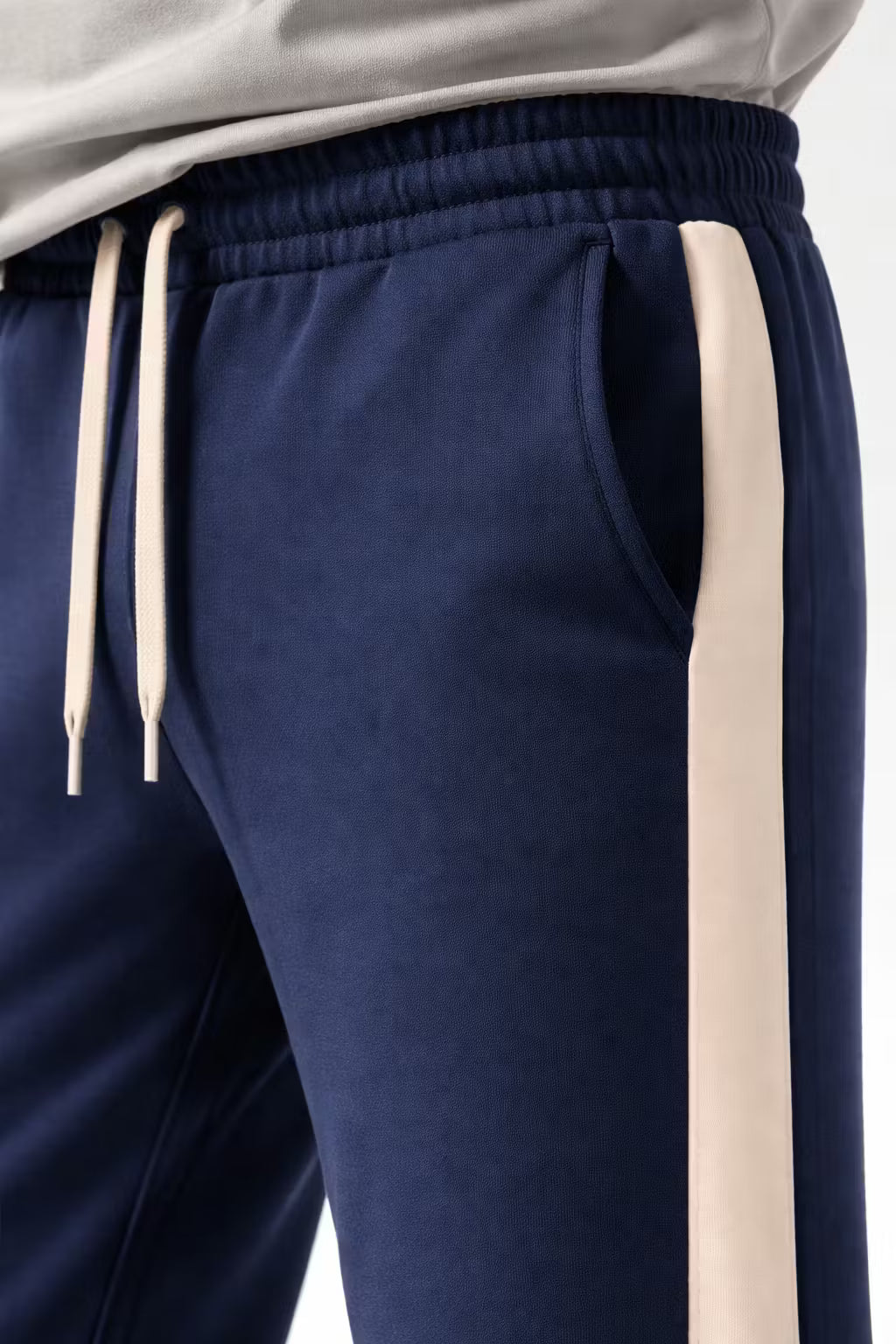 Side Stripe Wide-Leg Drawstring Trousers