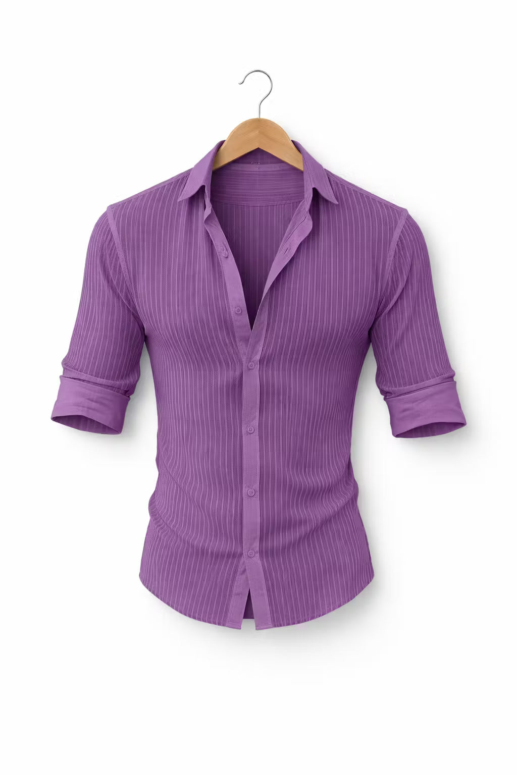 Textured Rib Dress Button Shirt