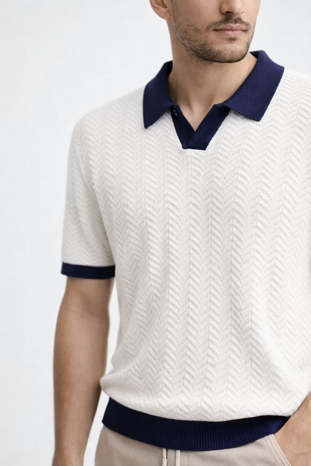 Men’s Textured Knit Polo Shirt