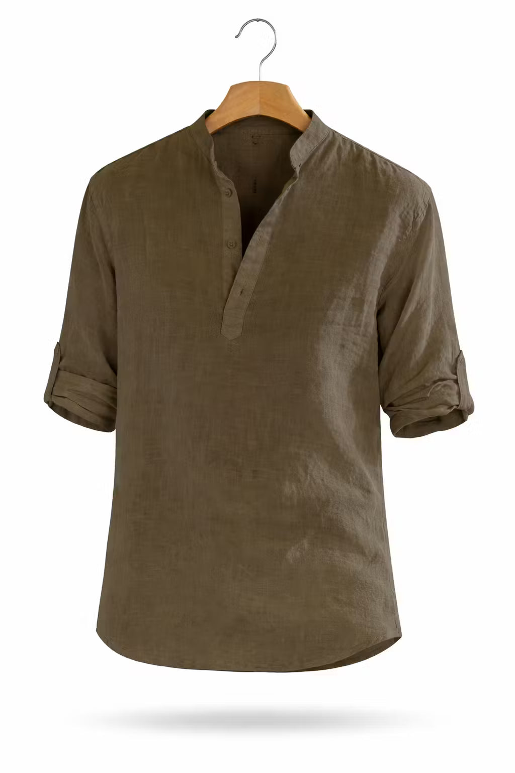 Textured Linen-Blend Half Placket Shirt