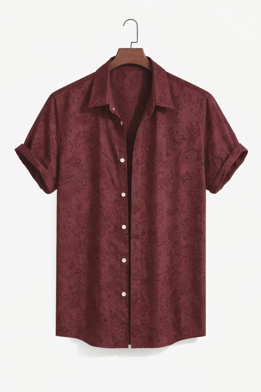 Paisley Jacquard Short Sleeve Button Shirt