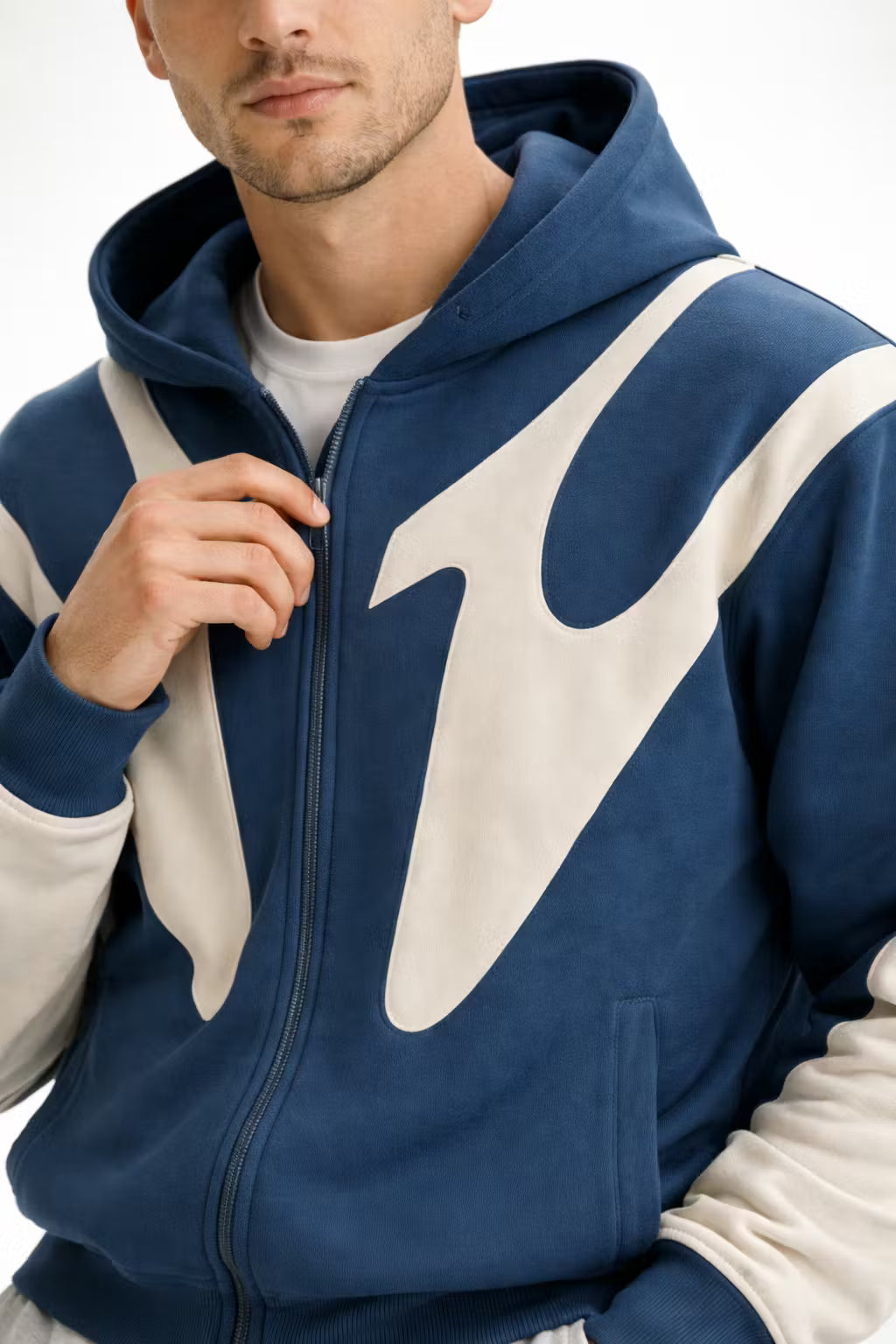 Contrast Panel Streetwear Zip Hoodie