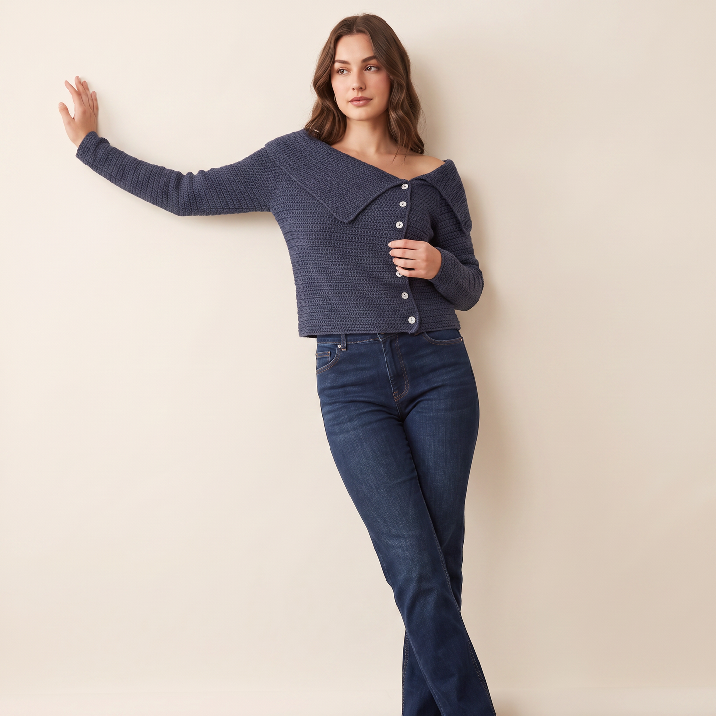 Mirelle gebreid vest met omslagkraag