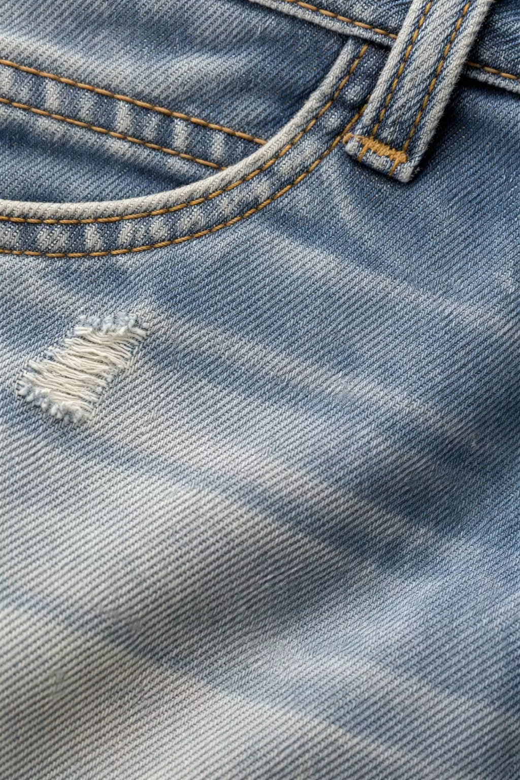 Men’s Distressed Denim Jeans With Straight Fit Button Fly And Worn Texture