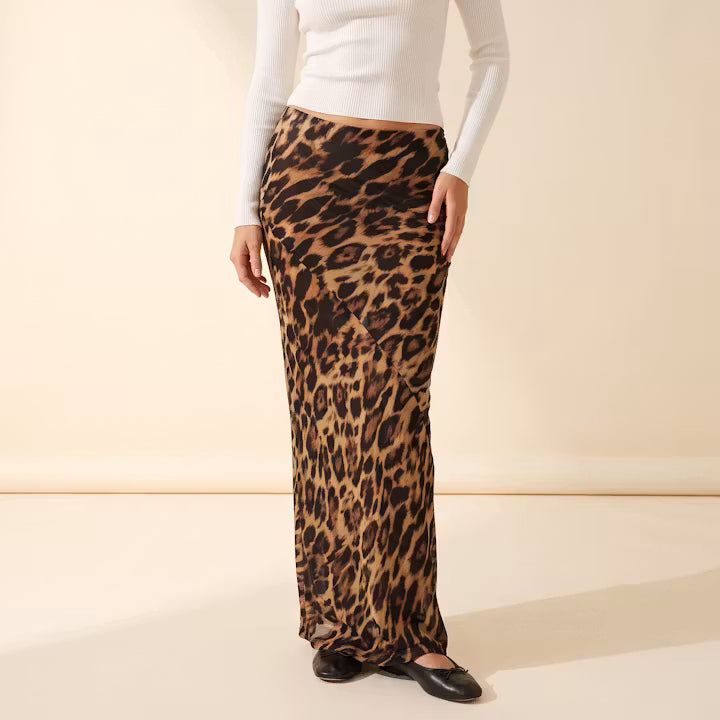Zaria maxi-rok met luipaardprint