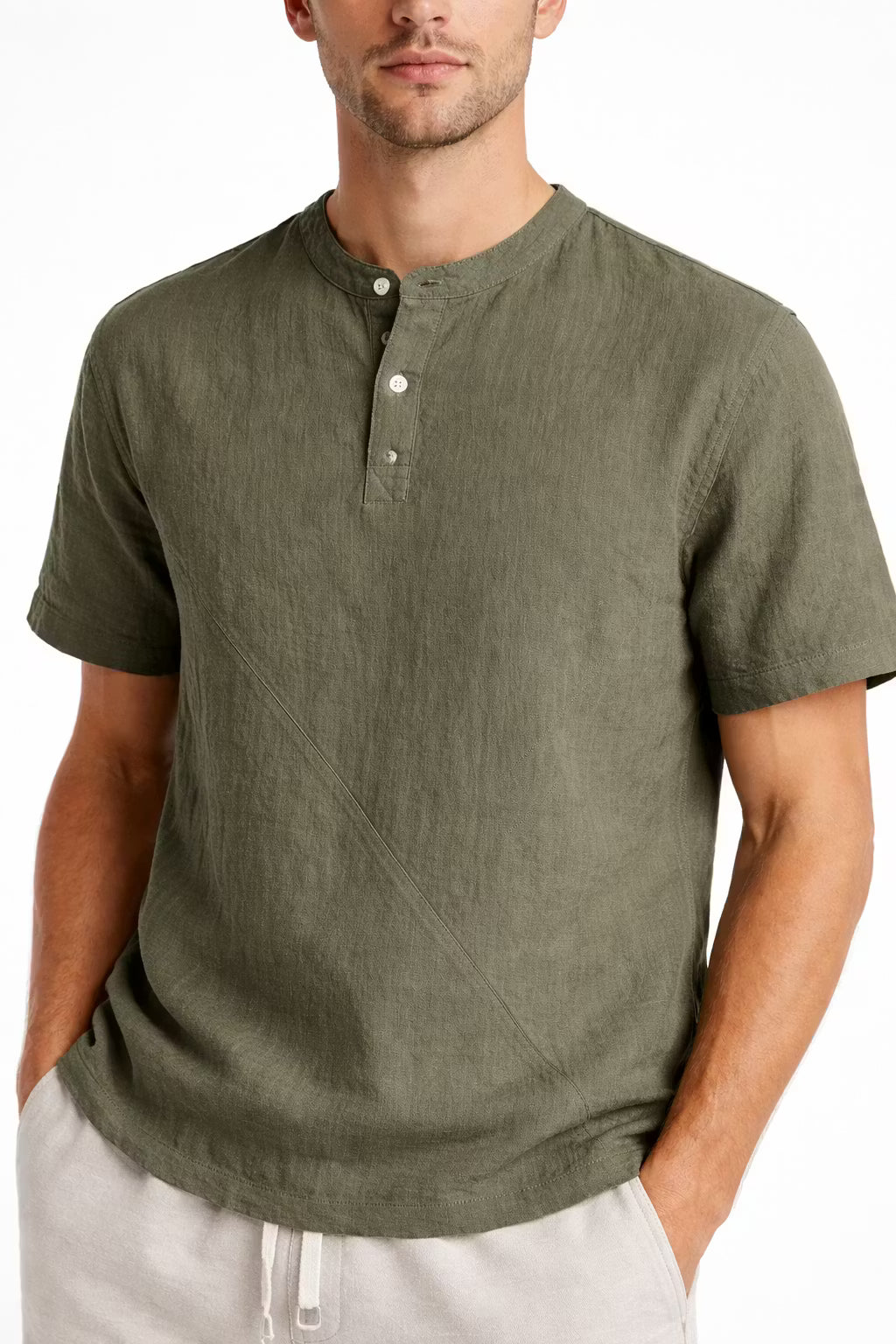 Men’s Linen Home Henley Shirt