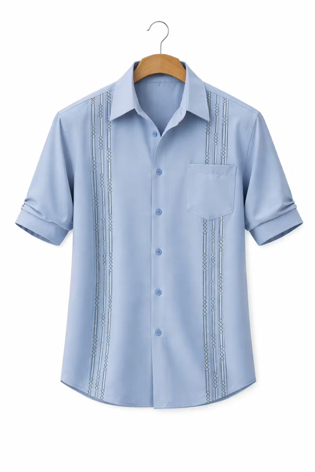 Embroidered Stripe Long Sleeve Button Shirt