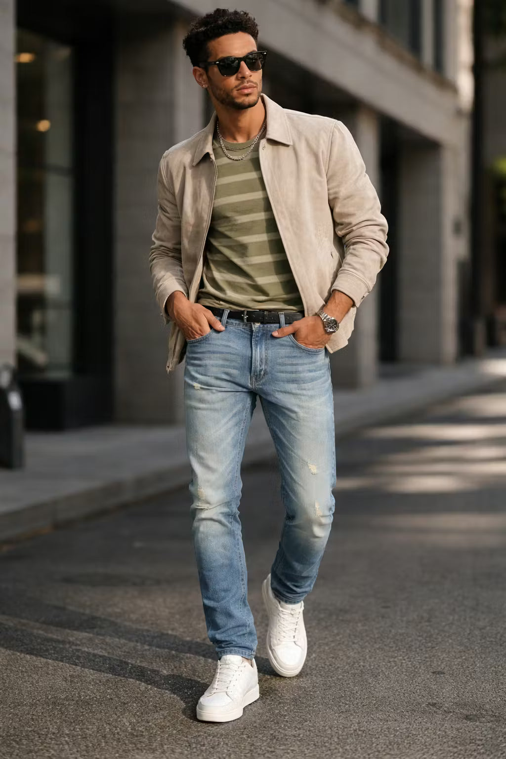 Men’s Distressed Denim Jeans With Straight Fit Button Fly And Worn Texture