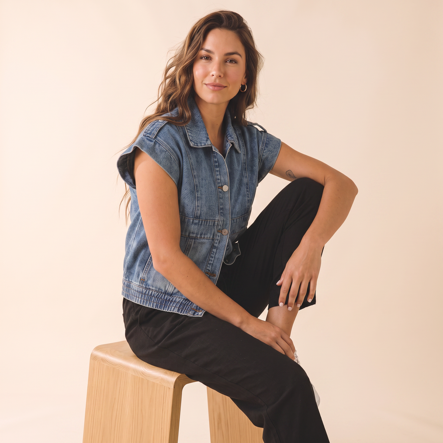Harbour denim gilet van katoenmix