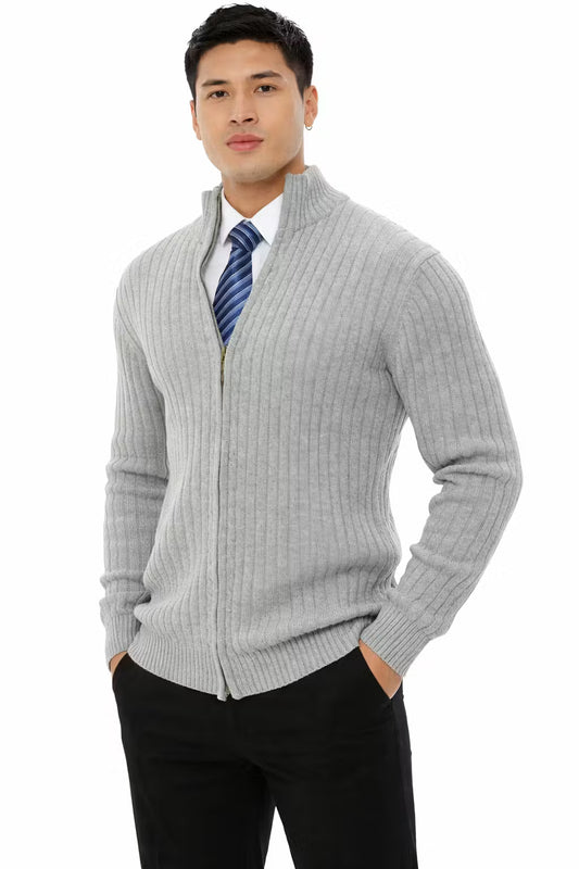 Men's Ribbed Zip Knit Cardigan
