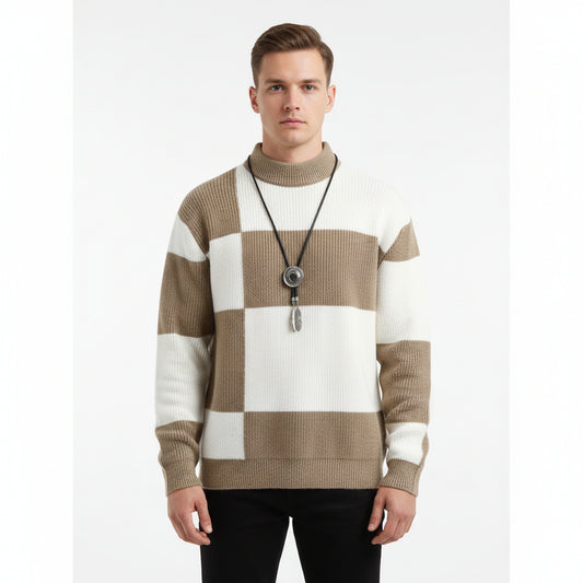 Block Stripe Knit Crew Sweater