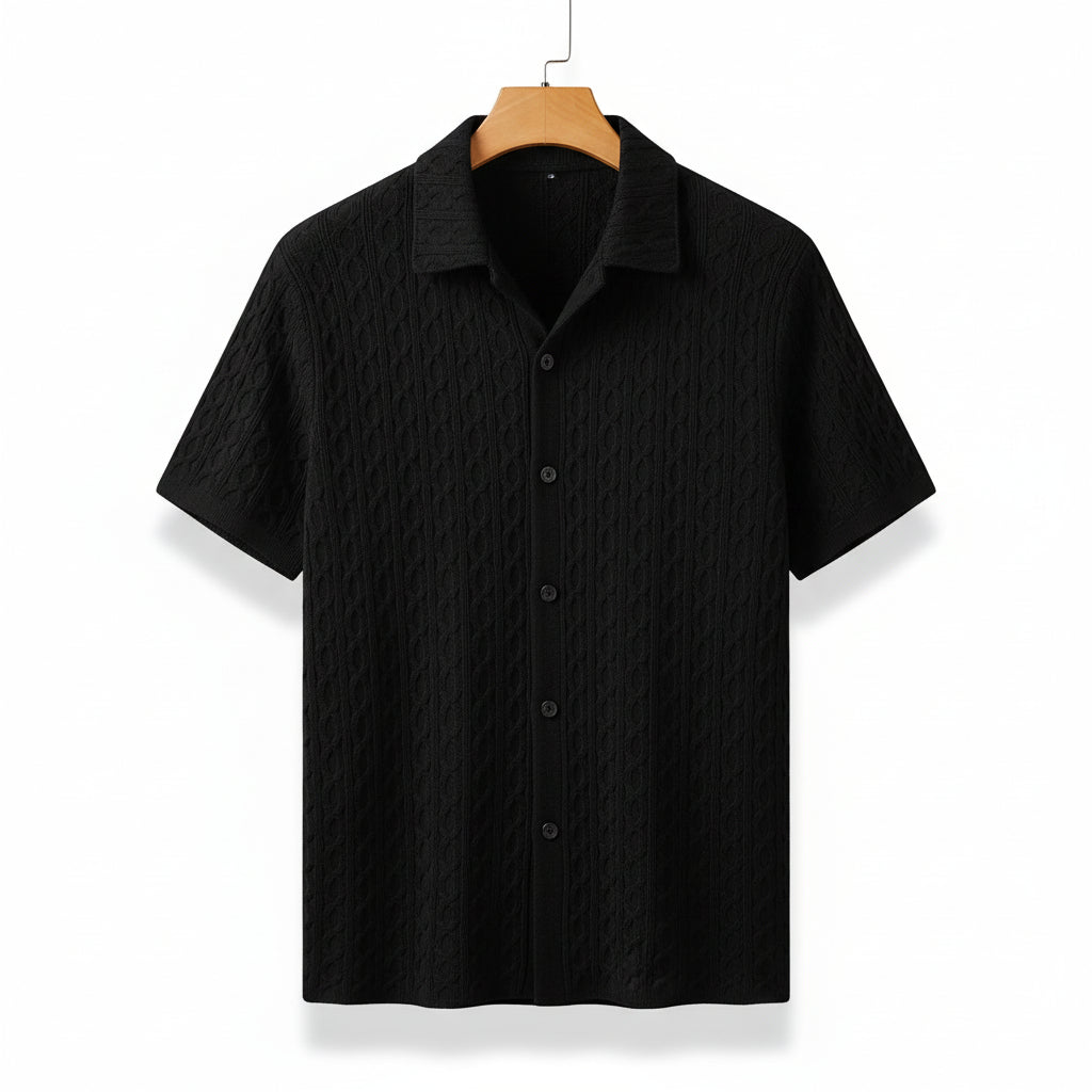 Men’s Cable Knit Short Sleeve Shirt