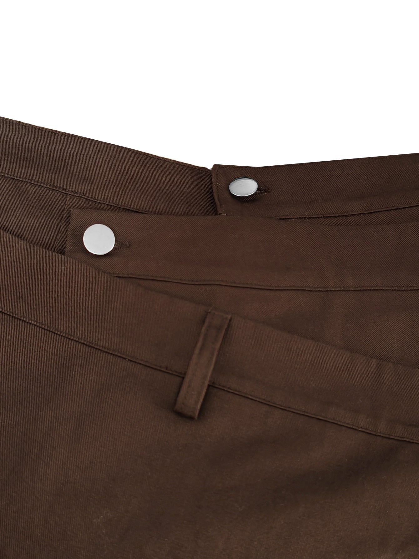 Retro High-waisted Cross-over Metal Buckle Irregular Wide-leg Pants