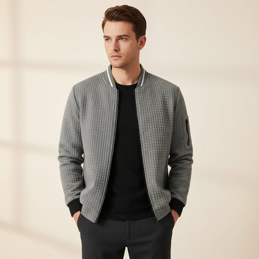Textured Knit Bomber Jacket