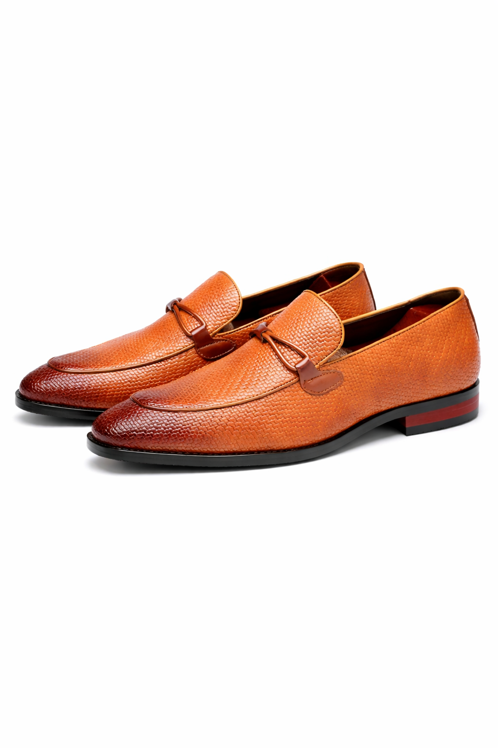 Textured Leather Horsebit Loafers