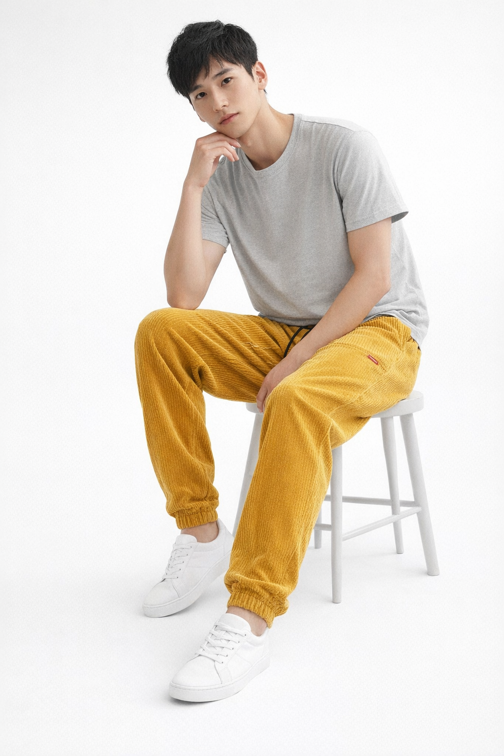 Rib Corduroy Drawstring Jogger Pants