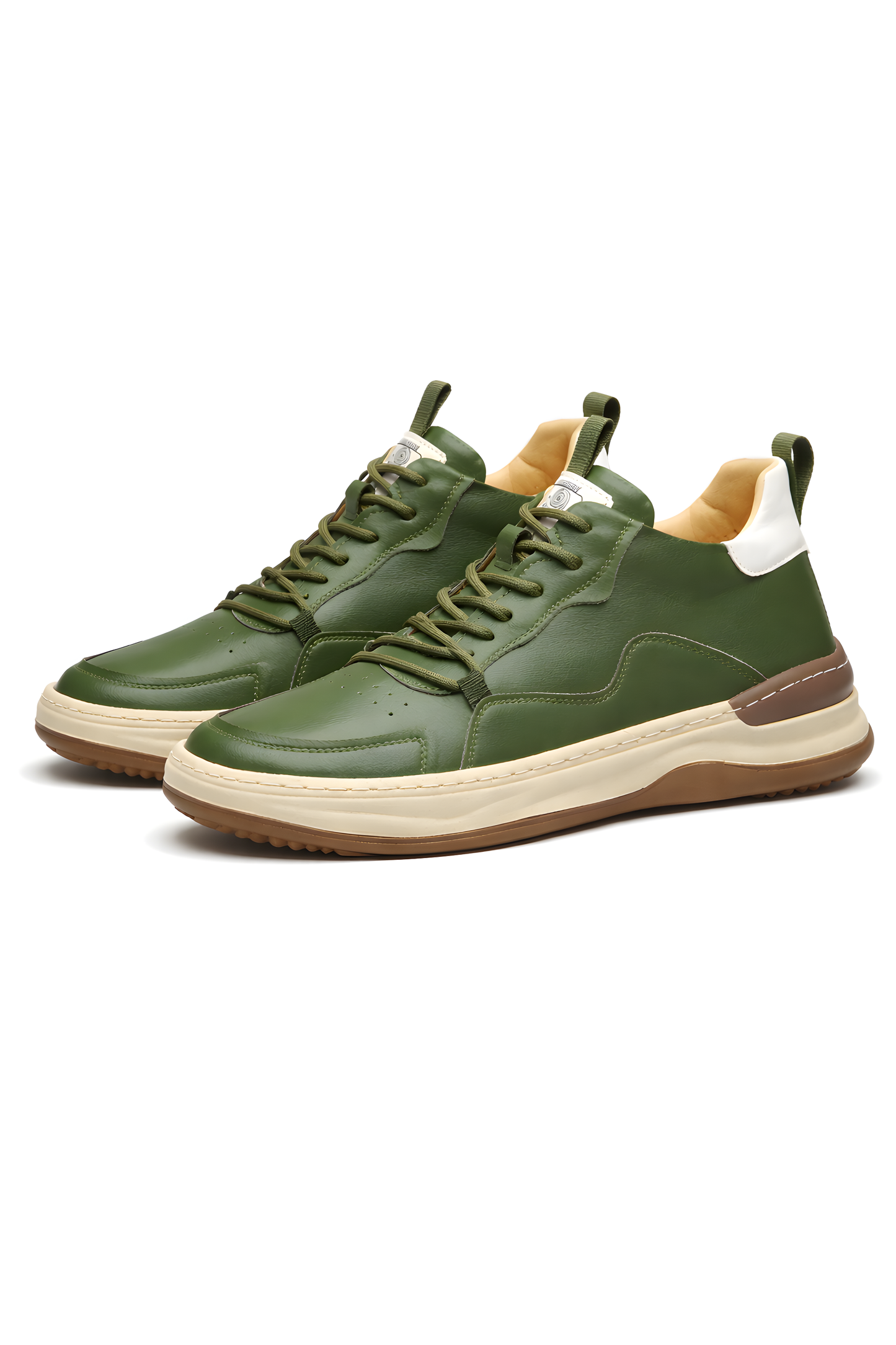 Italian Leather Panel Lace-Up Sneakers
