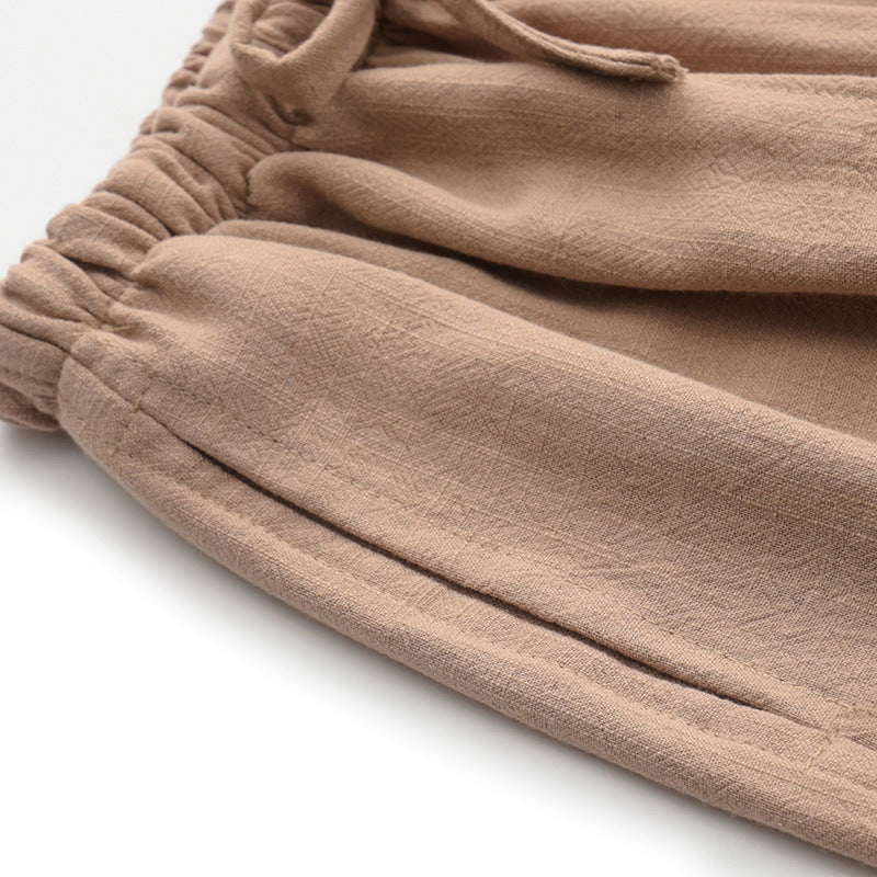 Men’s Khaki Straight Leg Drawstring Pants