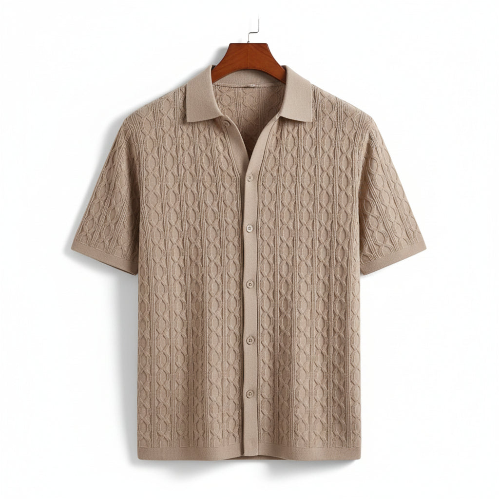 Men’s Cable Knit Short Sleeve Shirt