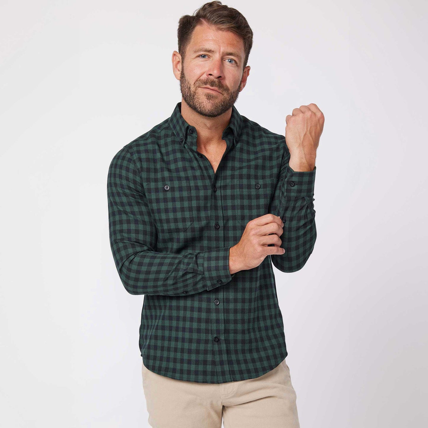 Classic Green Checked Button Shirt
