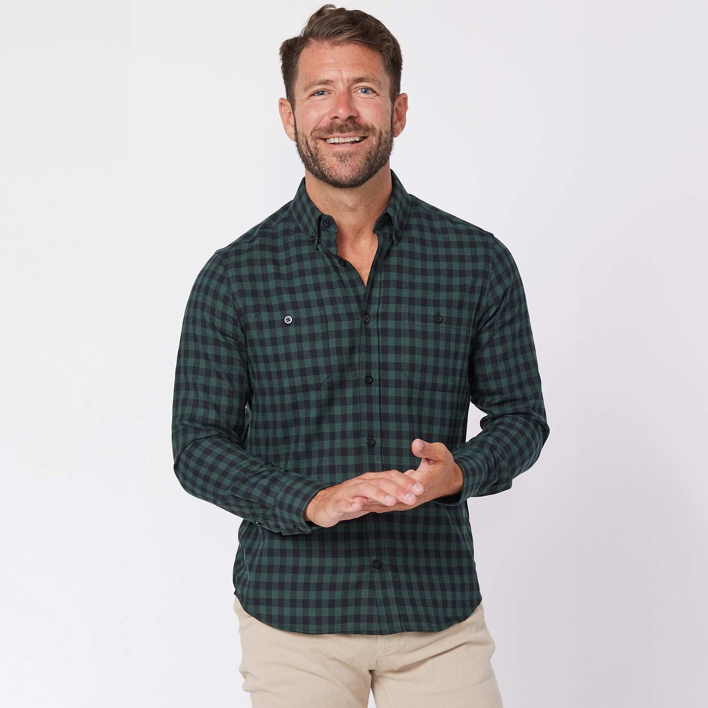 Classic Green Checked Button Shirt