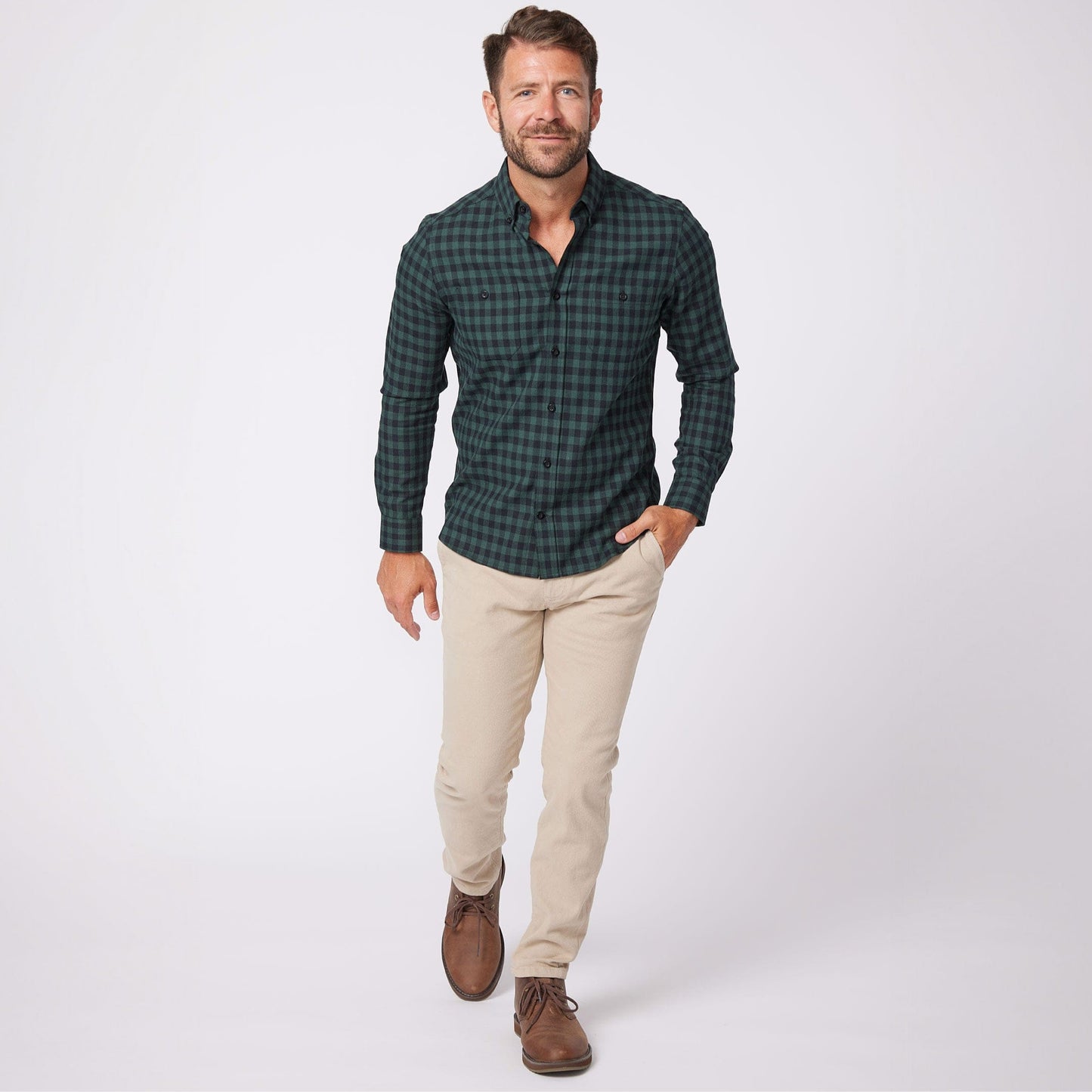 Classic Green Checked Button Shirt