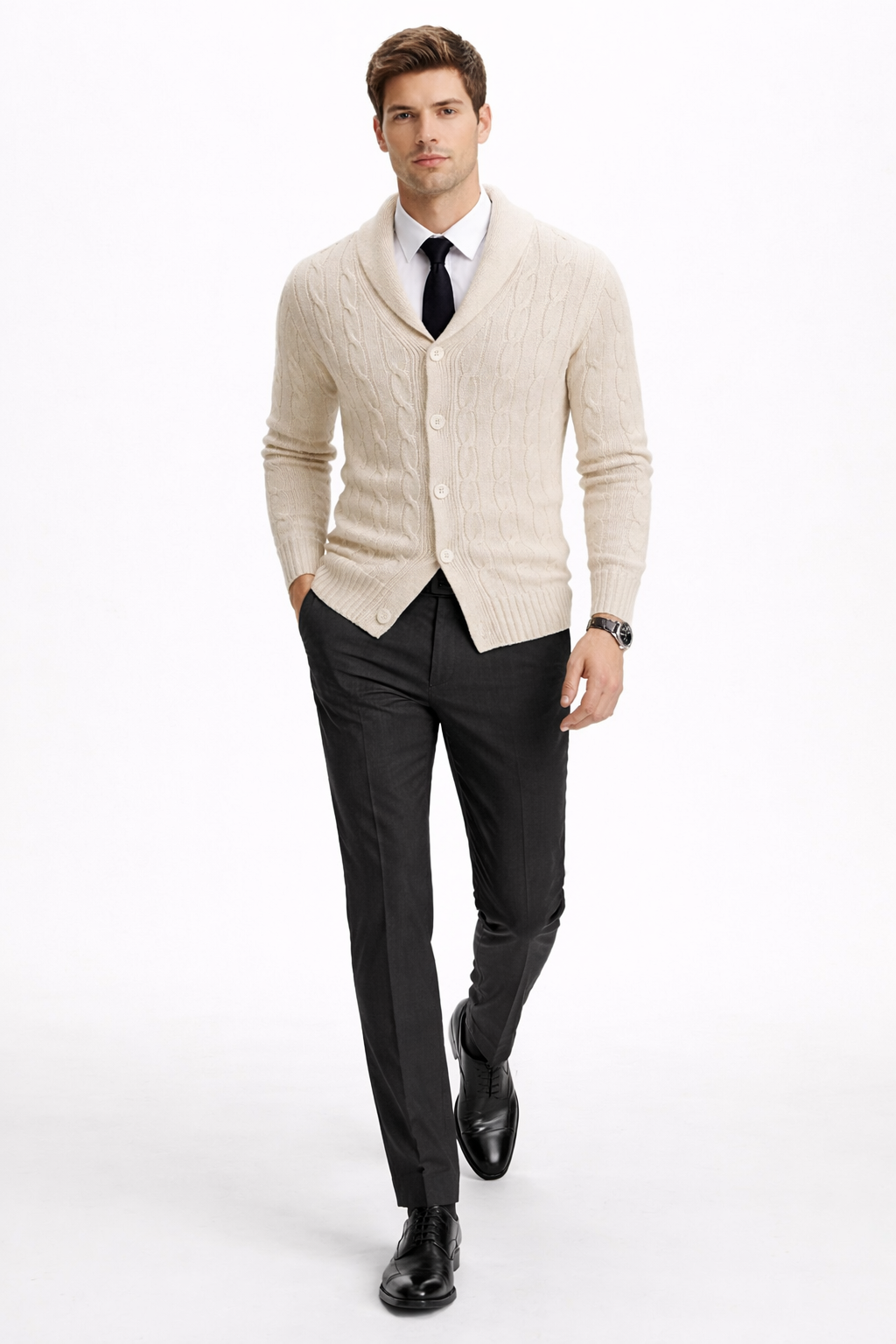 Men’s Cable Knit Button Cardigan