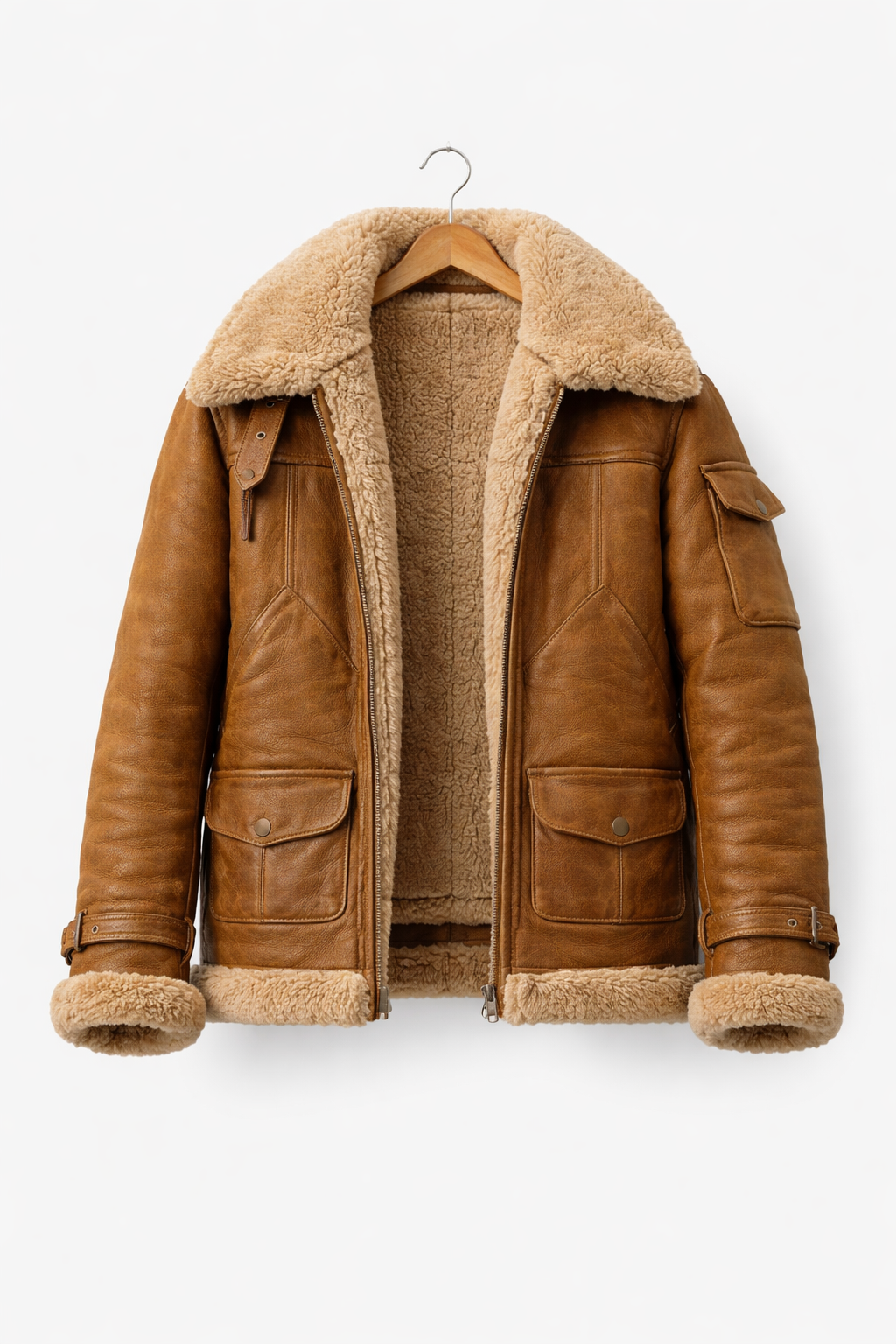 Men’s Aviator Style Jacket with Lined Collar for Cold Weather